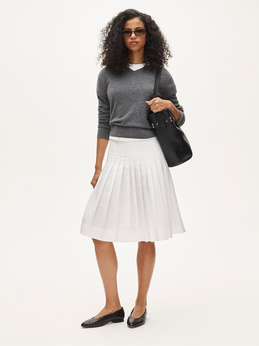 J.Crew Pleated Cotton Poplin Midi Skirt White Size 4 NWT